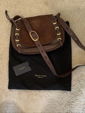 New rag & bone saddle legend suede and Leather Crossbody